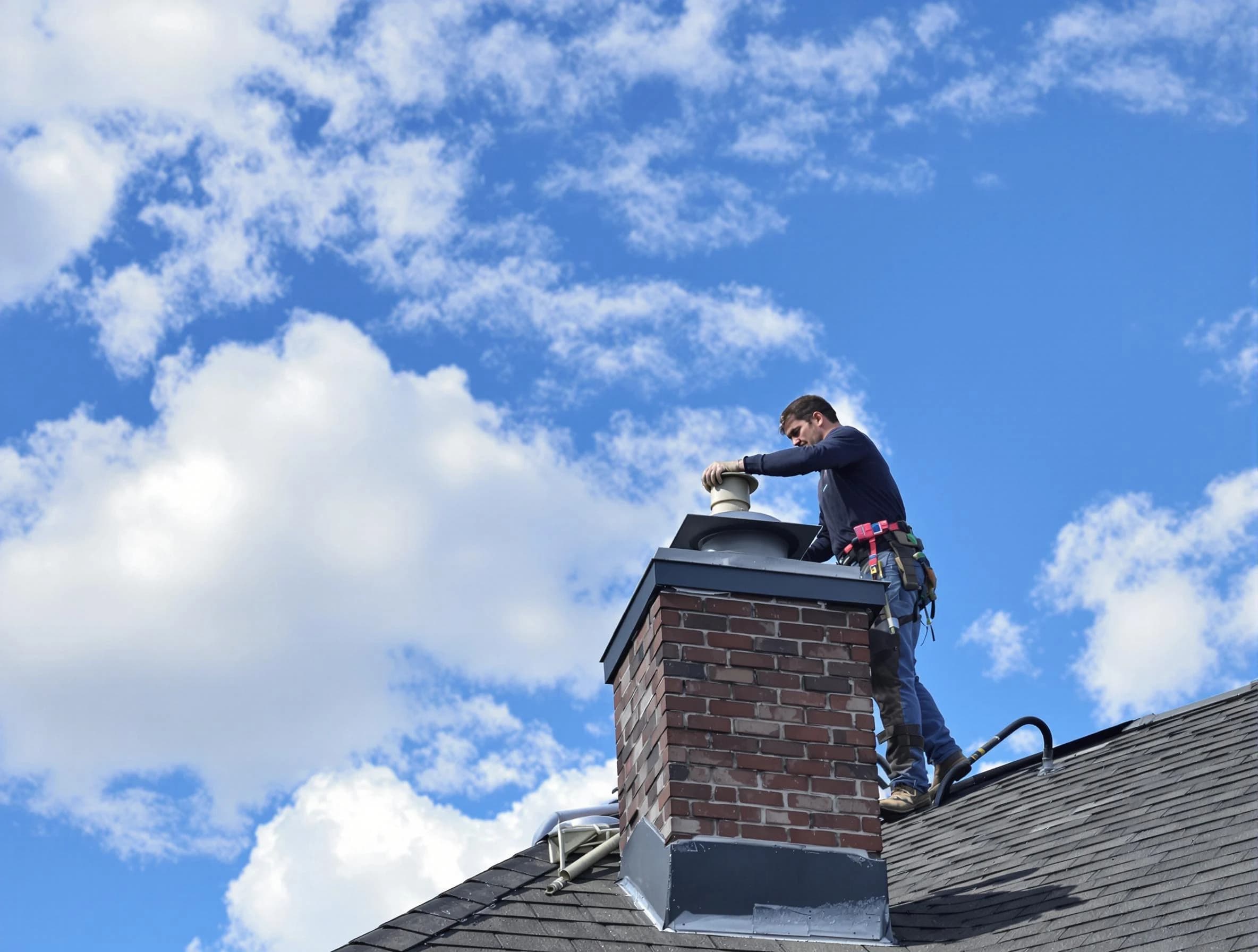 Roswell Chimney Sweep installing a sturdy chimney cap in Roswell, GA