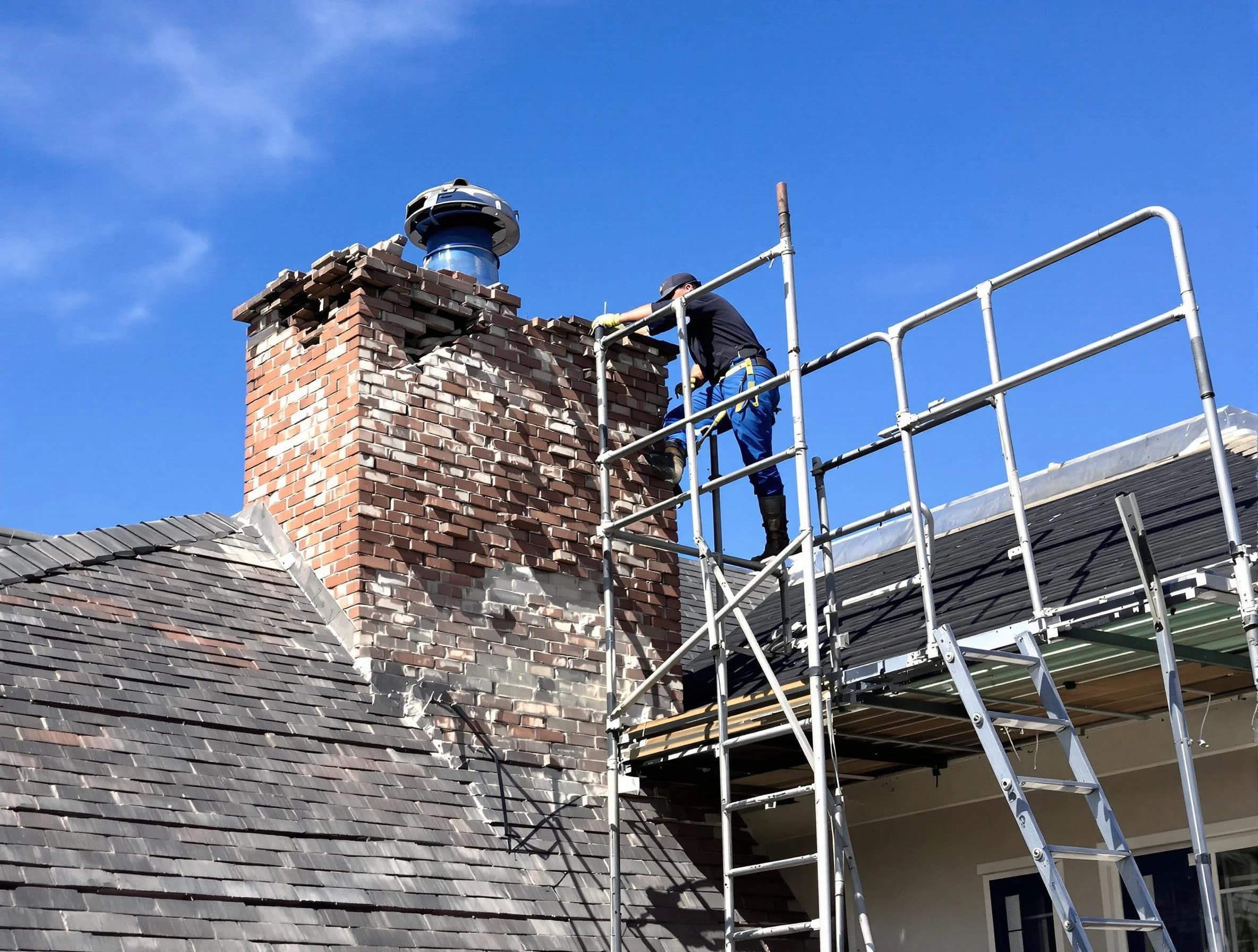 Rebuilding a chimney structure by Roswell Chimney Sweep in Roswell, GA
