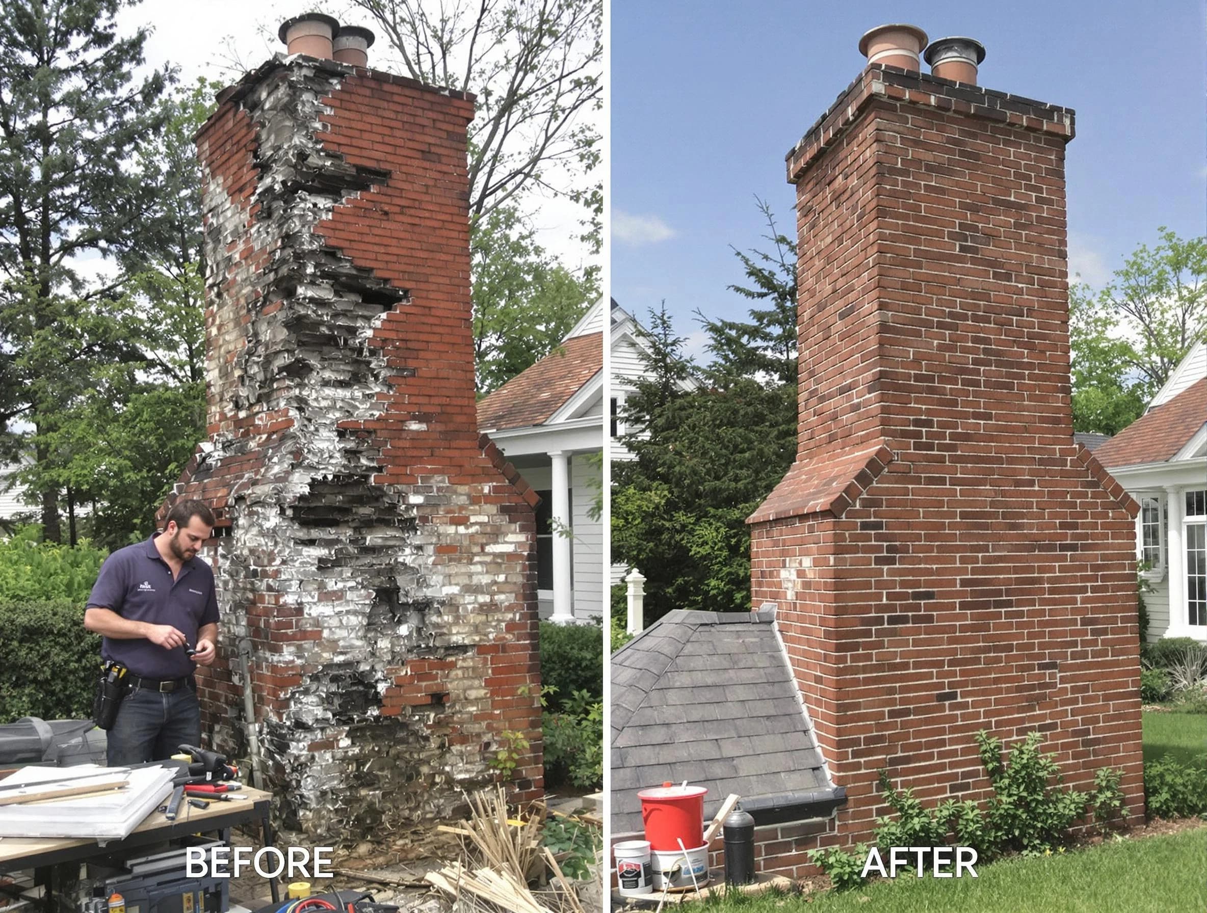 Roswell Chimney Sweep performing a full chimney restoration in Roswell, GA
