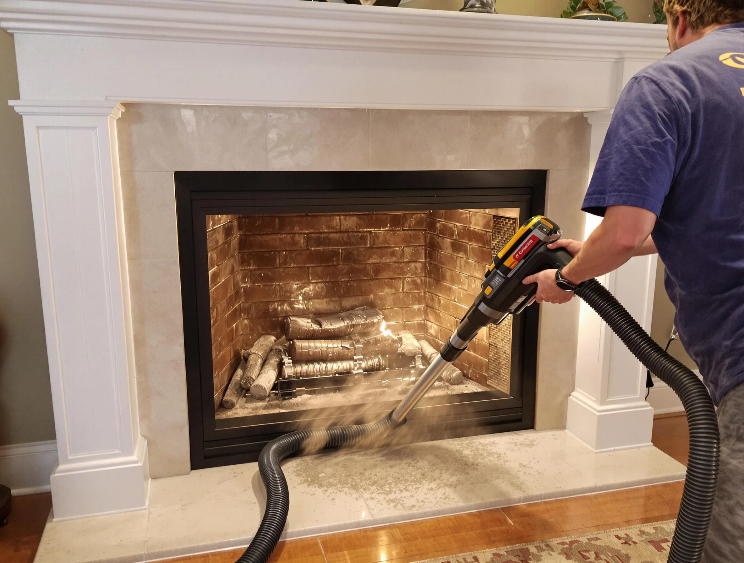 Fireplace cleaning performed by Roswell Chimney Sweep in Roswell, GA