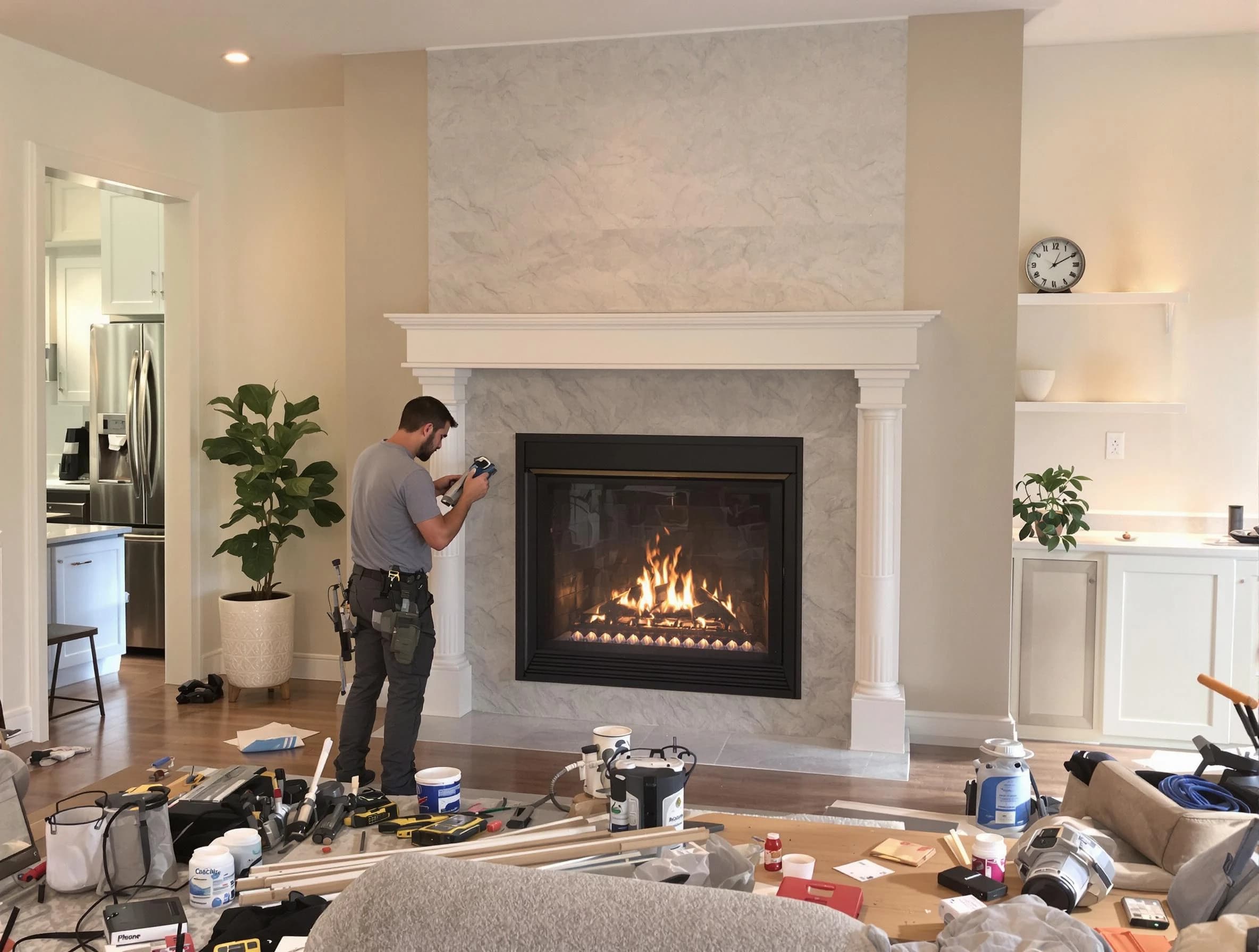 Newly installed fireplace by Roswell Chimney Sweep in Roswell, GA