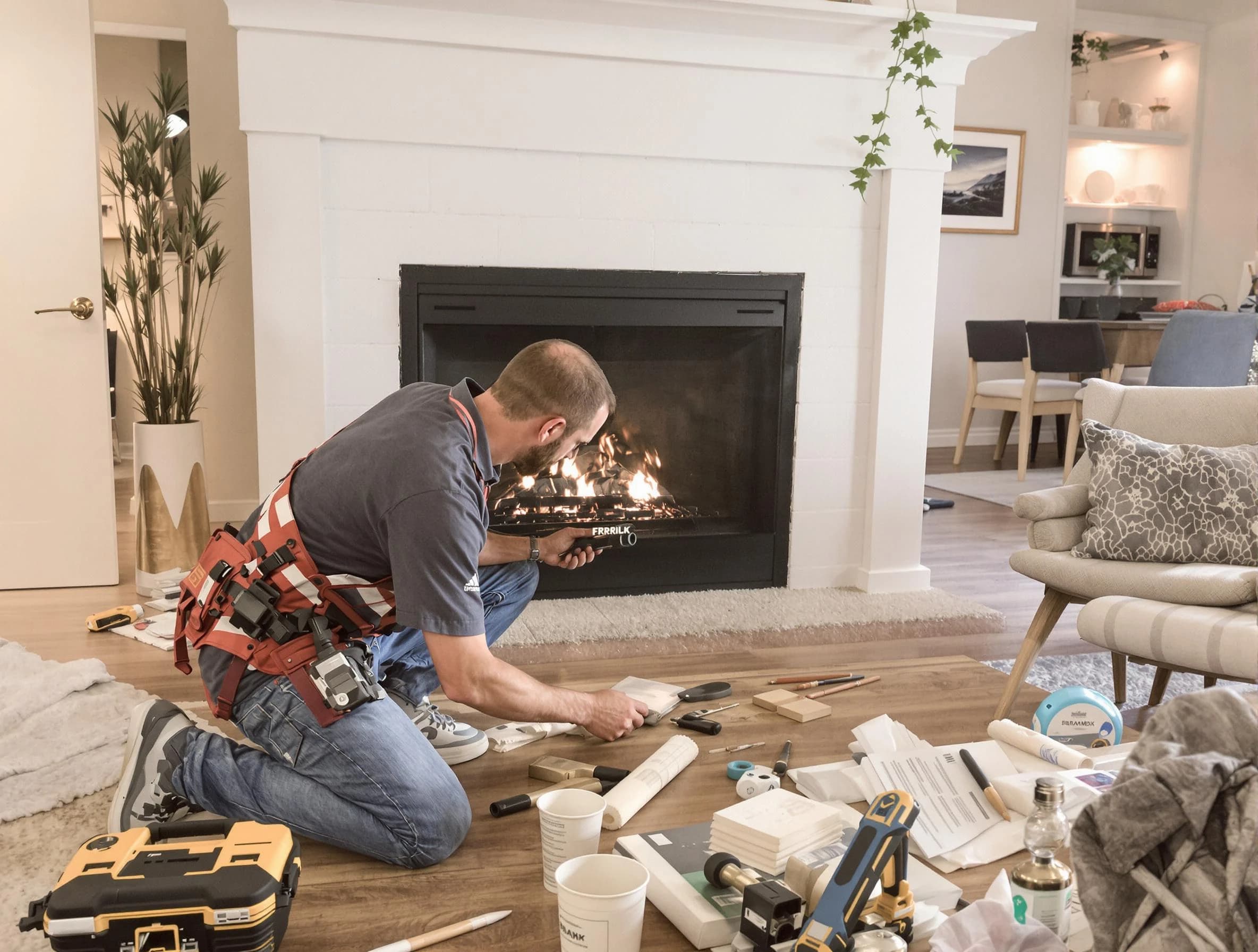Roswell Chimney Sweep performing fireplace repair in Roswell, GA