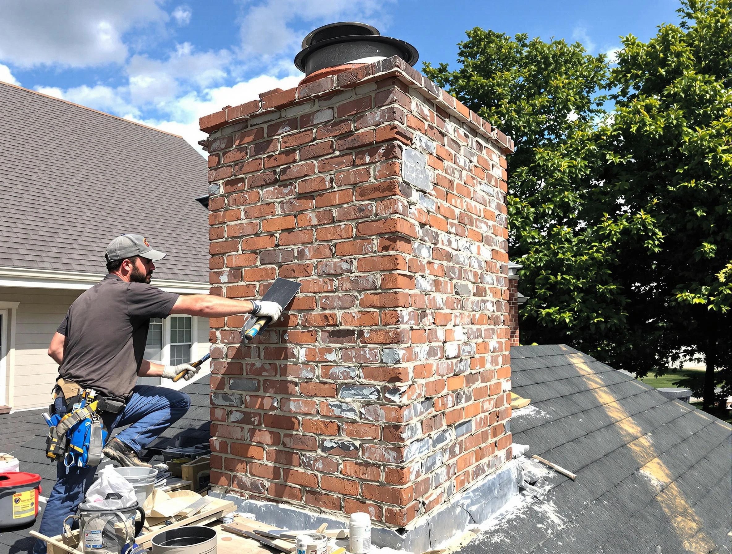 Completed chimney rebuild by Roswell Chimney Sweep in Roswell, GA