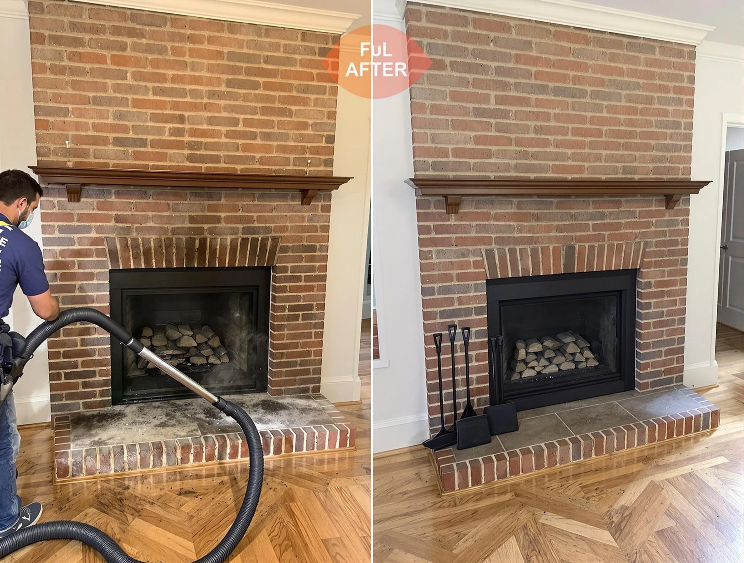 Roswell Chimney Sweep carefully sanitizing a fireplace in Roswell, GA