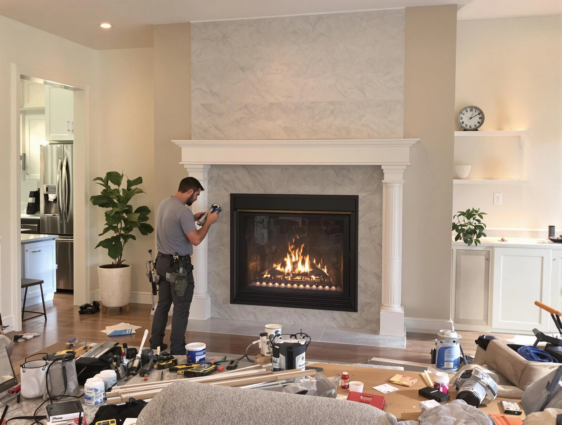 Newly installed fireplace by Roswell Chimney Sweep in Roswell, GA