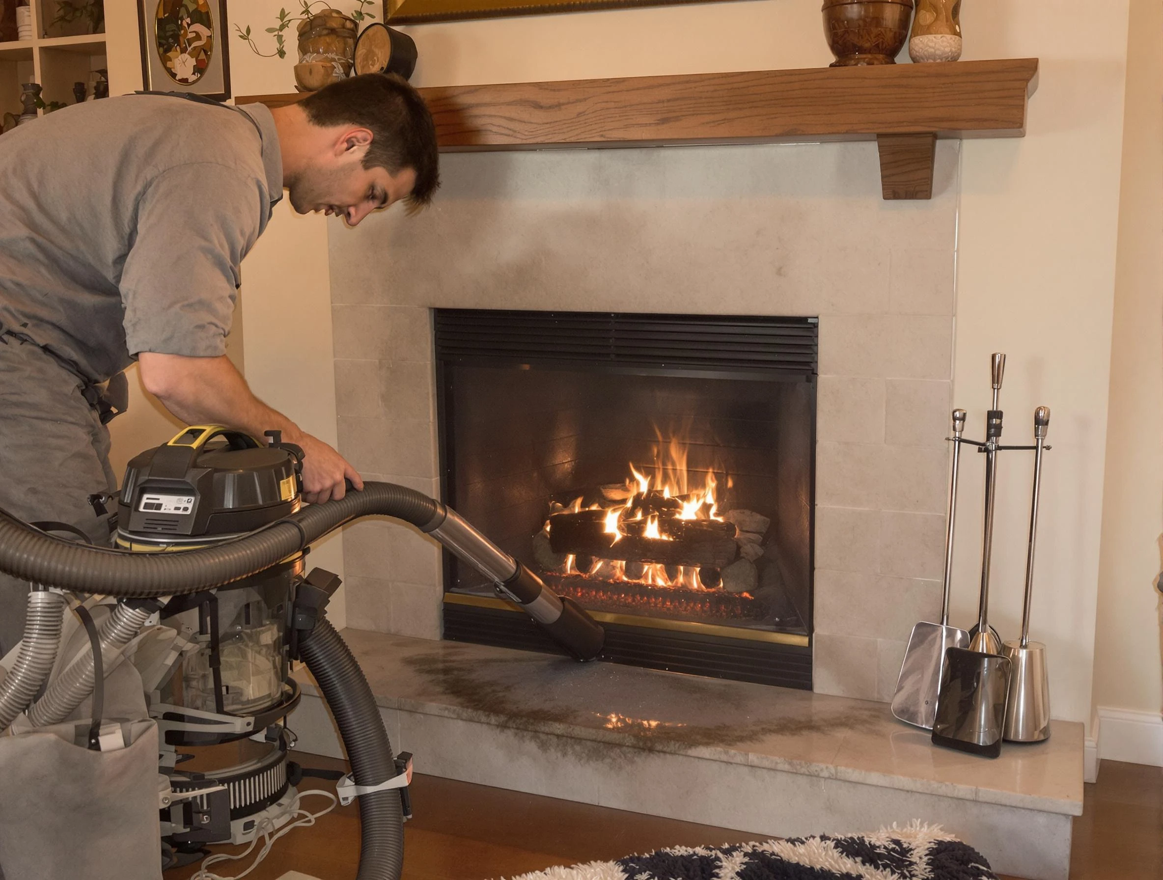 Routine fireplace upkeep by Roswell Chimney Sweep in Roswell, GA