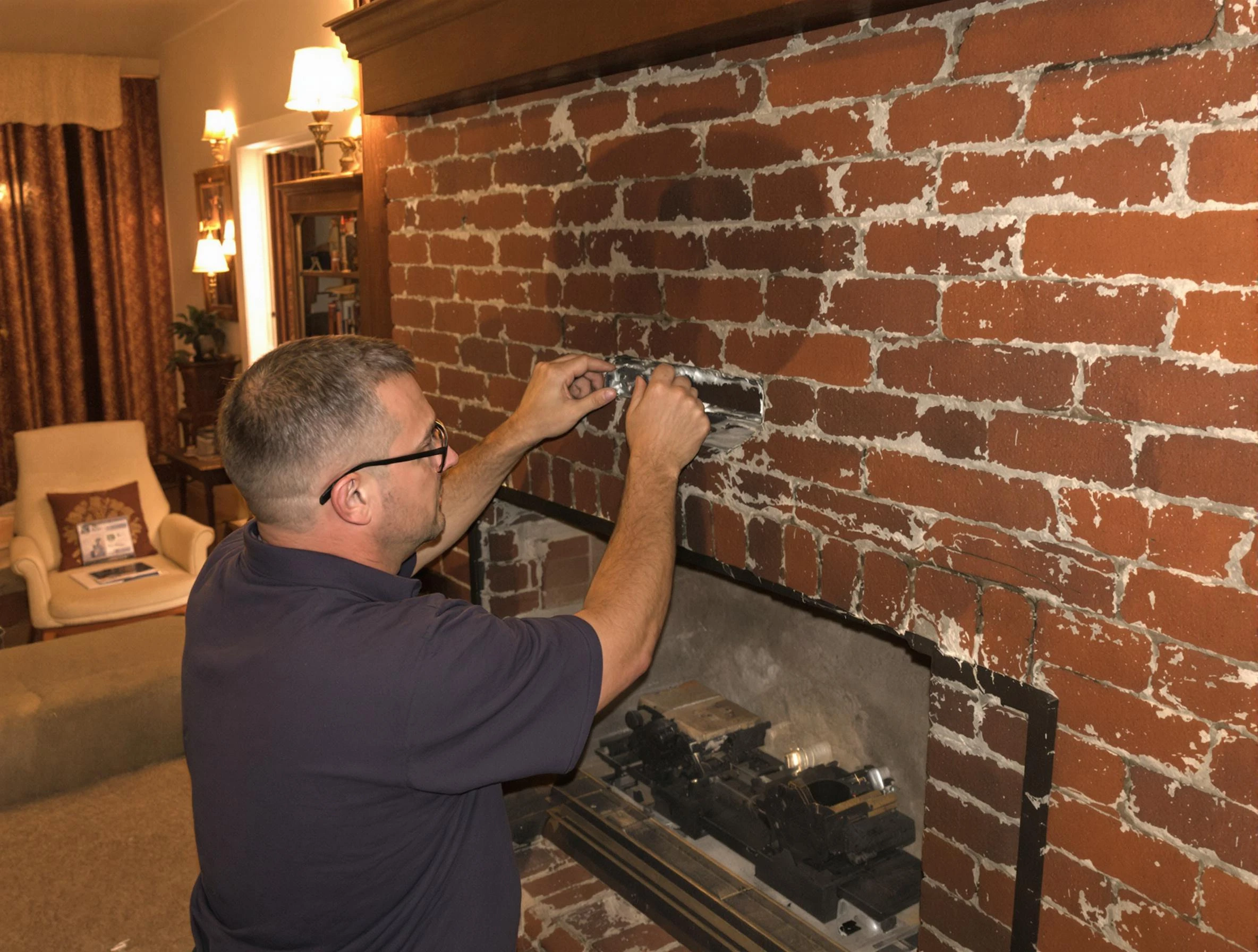 Roswell Chimney Sweep expert fixing a fireplace in Roswell, GA